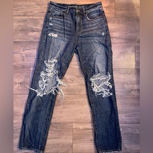 american eagle denim jeans; straight leg; worn a couple times